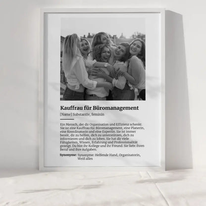 Personalisiertes Poster Definition Kauffrau für Büromanagement Mit Name und Foto