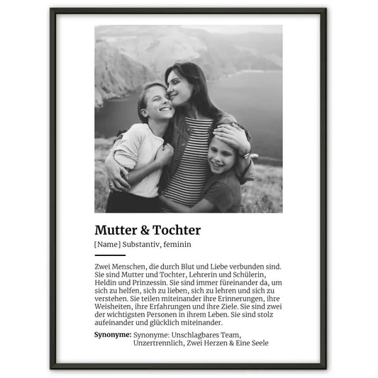 Personalisiertes Poster Definition Mutter & Tochter Mit Name und Foto