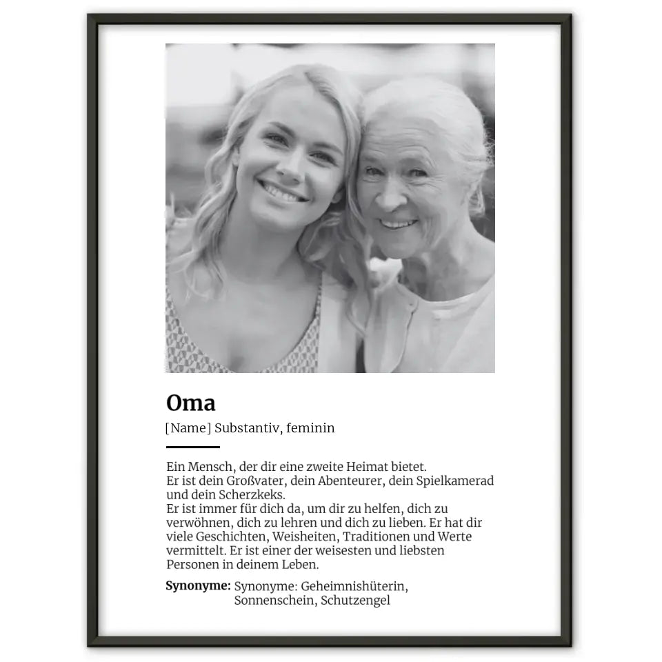 Personalisiertes Poster Definition Oma Mit Name und Foto