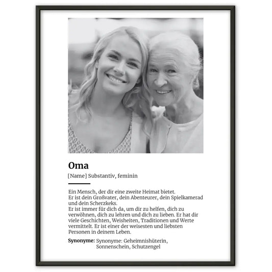 Personalisiertes Poster Definition Oma Mit Name und Foto