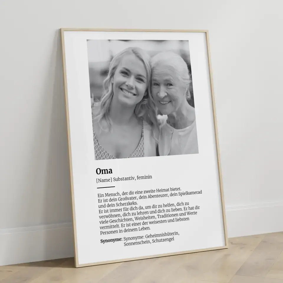 Personalisiertes Poster Definition Oma Mit Name und Foto