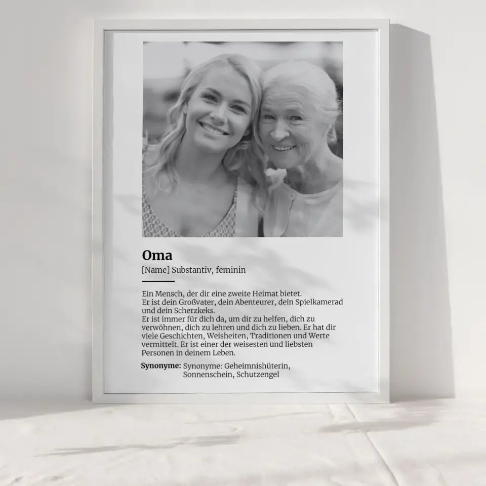 Personalisiertes Poster Definition Oma Mit Name und Foto