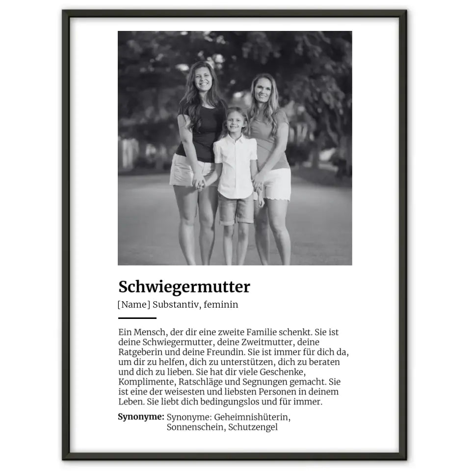 Personalisiertes Poster Definition Schwiegermutter Mit Name und Foto