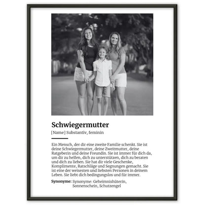 Personalisiertes Poster Definition Schwiegermutter Mit Name und Foto