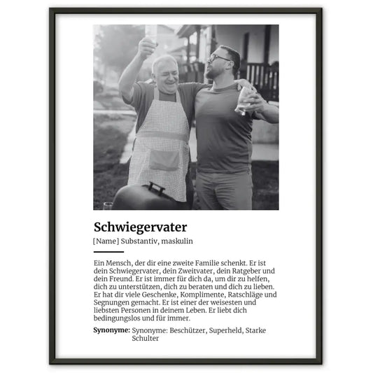 Personalisiertes Poster Definition Schwiegervater Mit Name und Foto