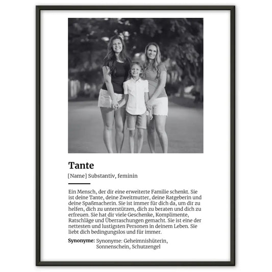 Personalisiertes Poster Definition Tante Mit Name und Foto