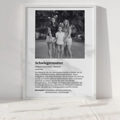 Personalisiertes Poster Definition Schwiegermutter Mit Name und Foto