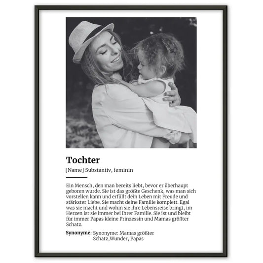 Personalisiertes Poster Definition Tochter Mit Name und Foto