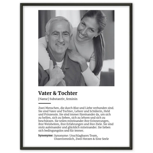Personalisiertes Poster Definition Vater & Tochter Mit Name und Foto