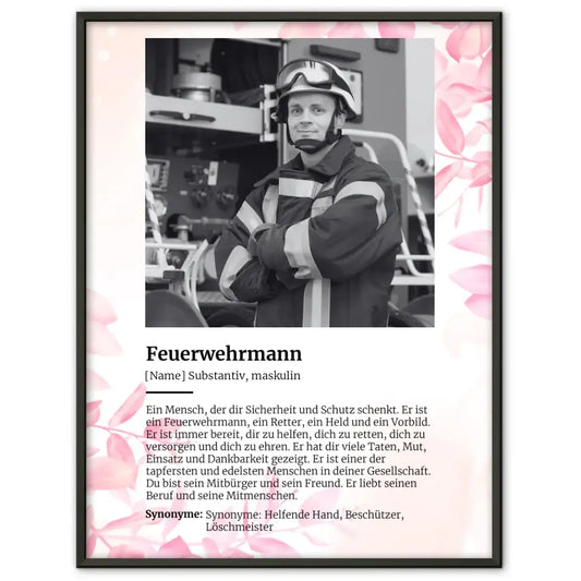 Poster personalisiert Definition Feuerwehrmann Mit Name