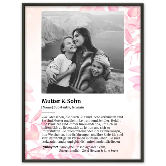 Poster personalisiert Definition Mutter & Sohn Mit Name