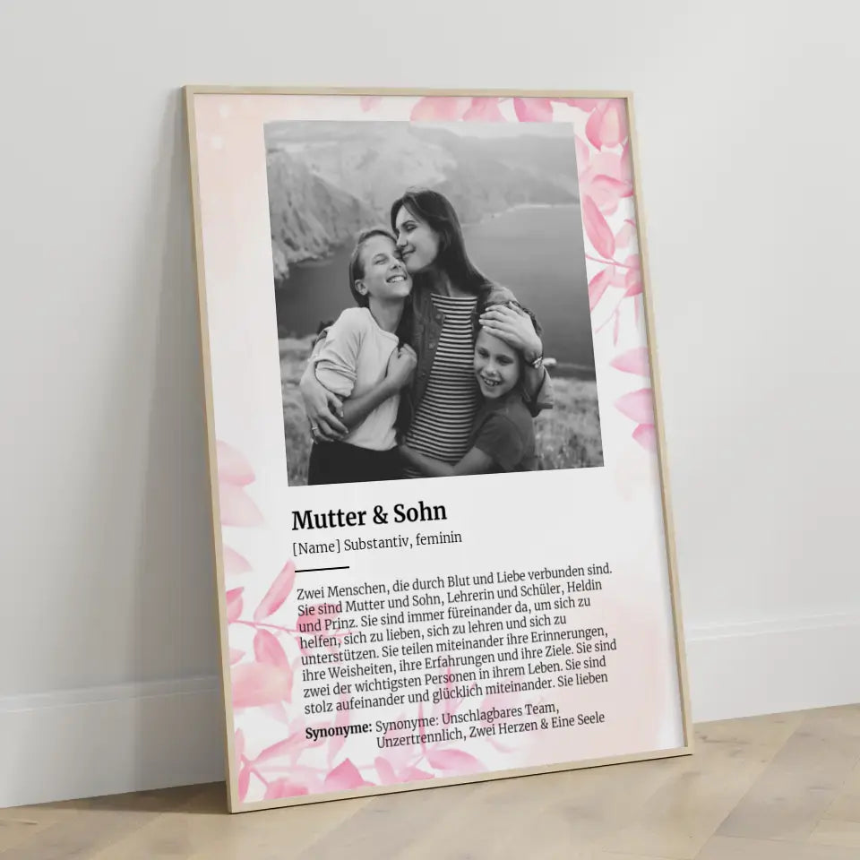 Poster personalisiert Definition Mutter & Sohn Mit Name