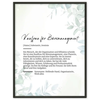 Definitionsposter Definition Kauffrau für Büromanagement Mit Name