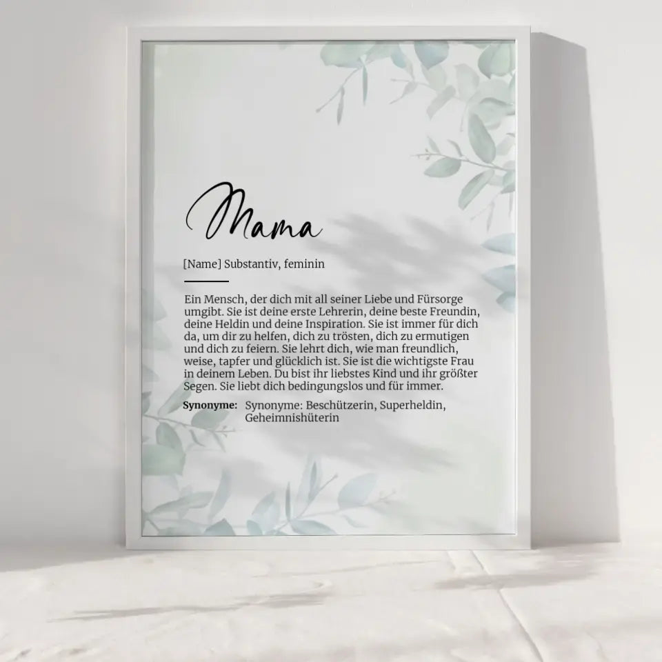 Definitionsposter Definition Mama Mit Name