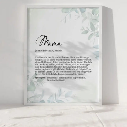 Definitionsposter Definition Mama Mit Name