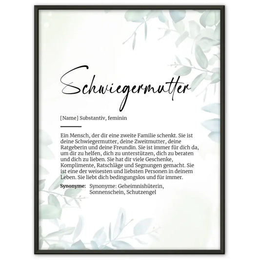 Definitionsposter Definition Schwiegermutter Mit Name