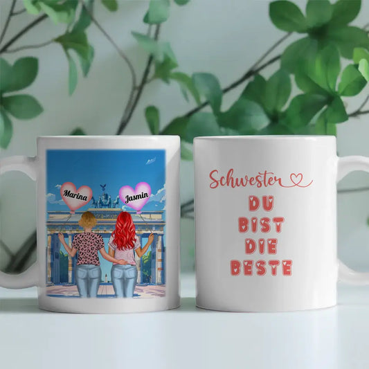 Schwesterherz Tasse Schwester Du bist die Beste Rot Central Park