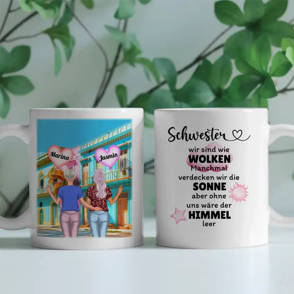Personalisierte Tasse Schwester Schwestern sind wie Wolken Insel Urlaub
