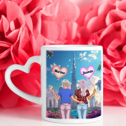 Personalisierte Tasse Schwester Schwestern sind wie Kaffe & Milch Dolomiten