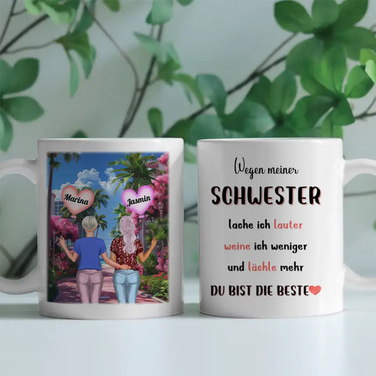 Personalisierte Tasse Schwester Schwester Du bist die Beste Central Park Herbst