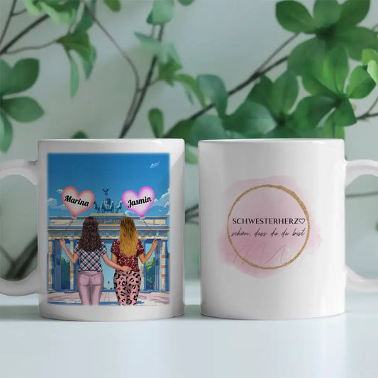 Tasse Für Schwester Schwesterherz Schön dass du da bist Strand Urlaub