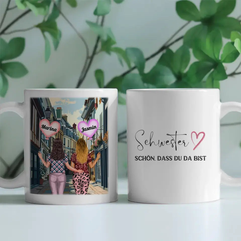 Tasse Schwester Schwesterherz Schön dass du da bist Shopping Meile New York