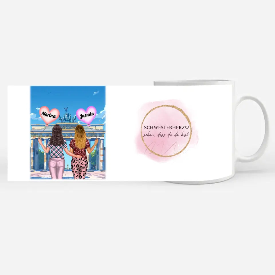 Tasse Für Schwester Schwesterherz Schön dass du da bist Strand Urlaub