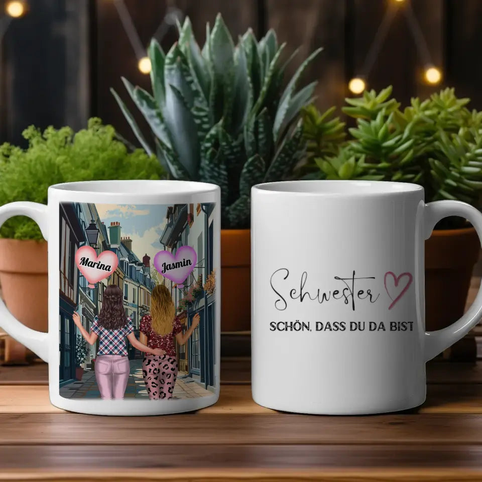 Tasse Schwester Schwesterherz Schön dass du da bist Shopping Meile New York