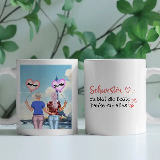 Personalisierte Tasse Schwester Du bist die Beste Schwester Altstadt Italien
