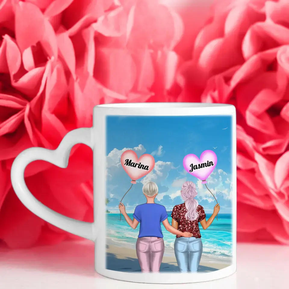 Personalisierte Tasse Schwester Ich fange Dich auf Malibu Beach