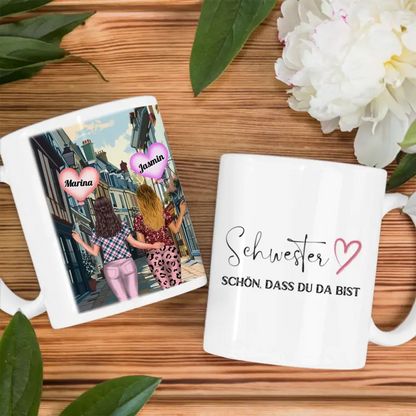 Tasse Schwester Schwesterherz Schön dass du da bist Shopping Meile New York