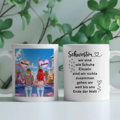 Schwesterherz Tasse Schwestern sind wie Schuhe Dolomiten