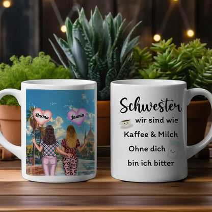 Tasse Für Schwester Schwestern sind wie Kaffe & Milch Disko Party