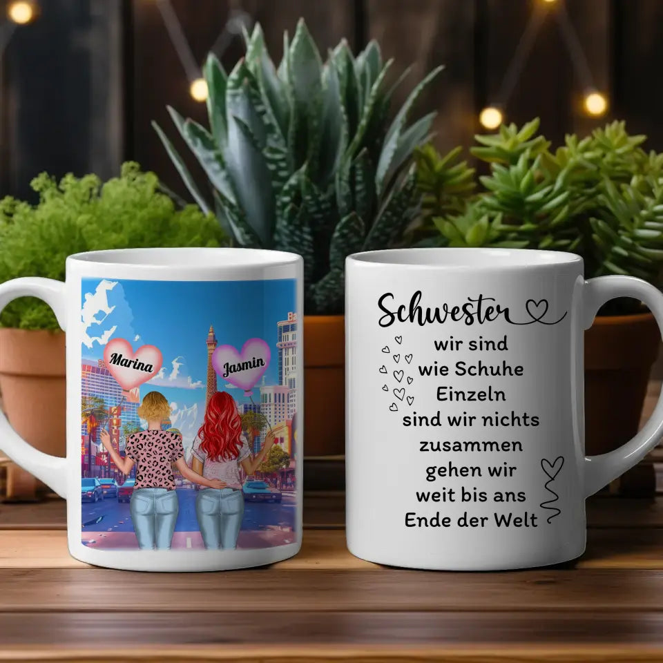 Schwesterherz Tasse Schwestern sind wie Schuhe Dolomiten