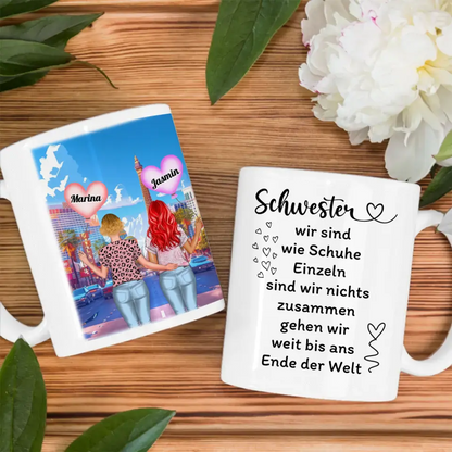 Schwesterherz Tasse Schwestern sind wie Schuhe Dolomiten