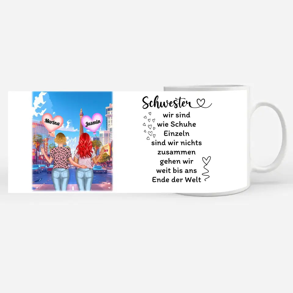 Schwesterherz Tasse Schwestern sind wie Schuhe Dolomiten