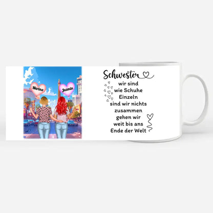 Schwesterherz Tasse Schwestern sind wie Schuhe Dolomiten