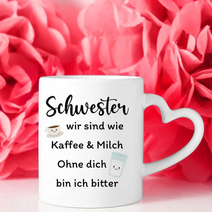 Tasse Für Schwester Schwestern sind wie Kaffe & Milch Disko Party