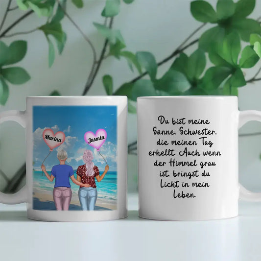 Personalisierte Tasse Schwester Du bist meine Sonne Kuba Havannah