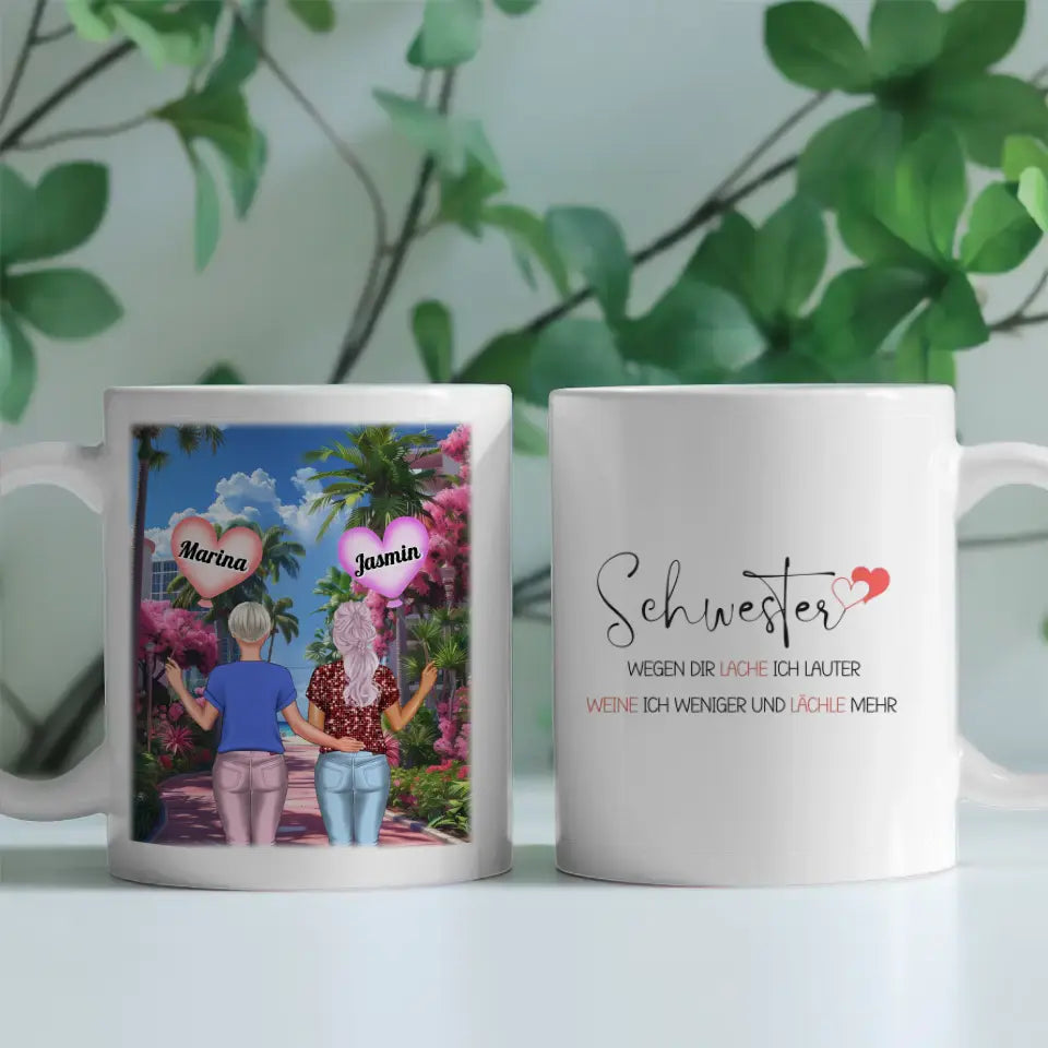 Personalisierte Tasse Schwester Ich lache lauter Malediven