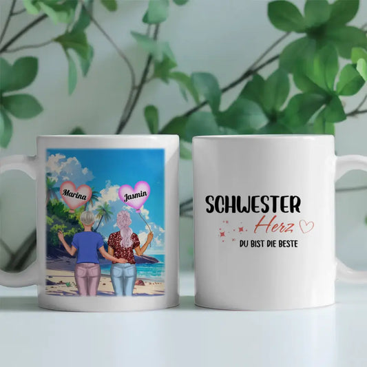 Personalisierte Tasse Schwester Schwester Du bist die beste New York Ausblick