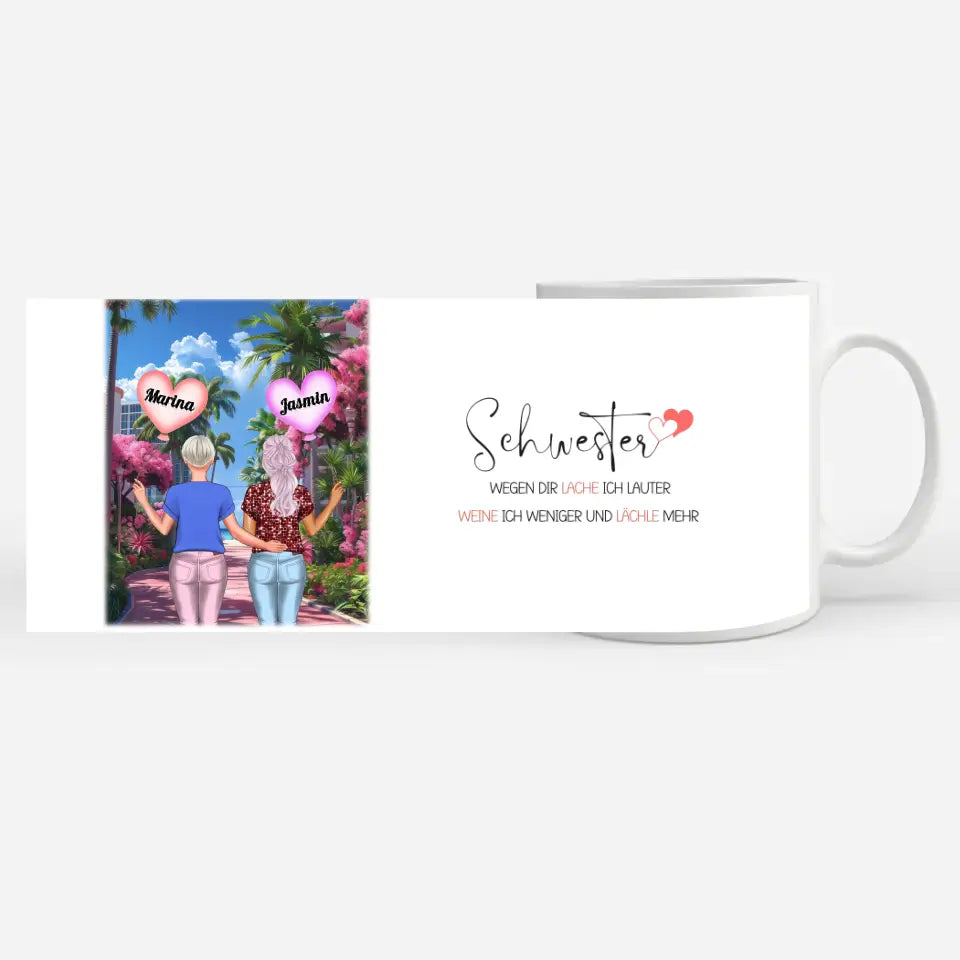 Personalisierte Tasse Schwester Ich lache lauter Malediven