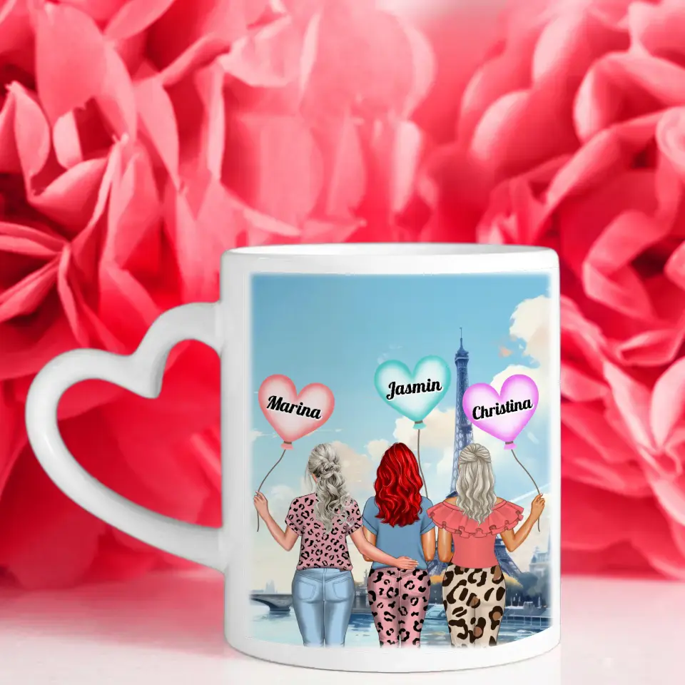 Personalisierte Tasse Schwester Durchs Feuer gehen Schwestern Rot Shopping City