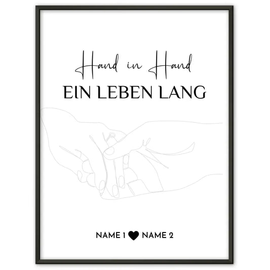 Personalisiertes Liebes Poster Hände Line Art Mit Namen