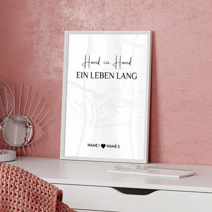 Personalisiertes Liebes Poster Hände Line Art Mit Namen