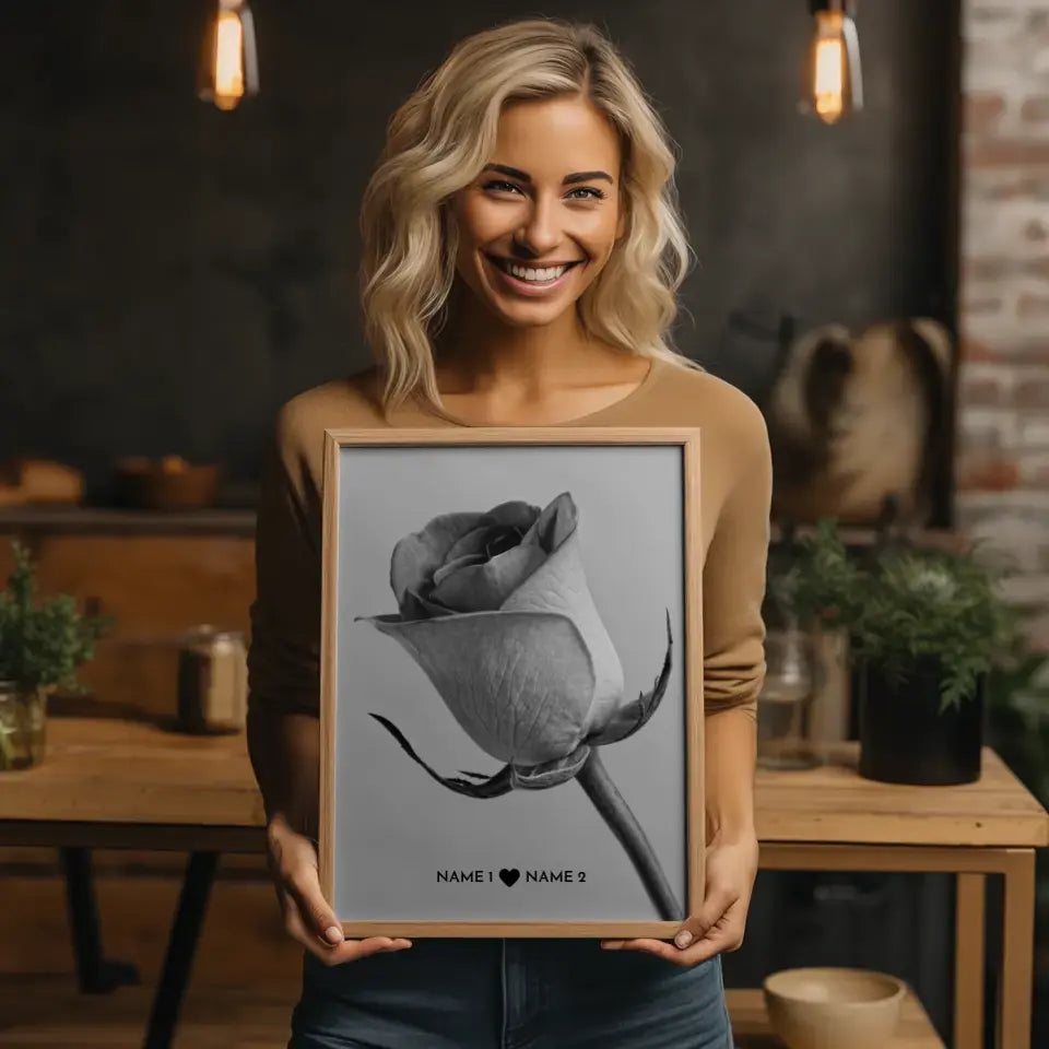 Personalisiertes Liebes Poster Grau Rose Mit Namen