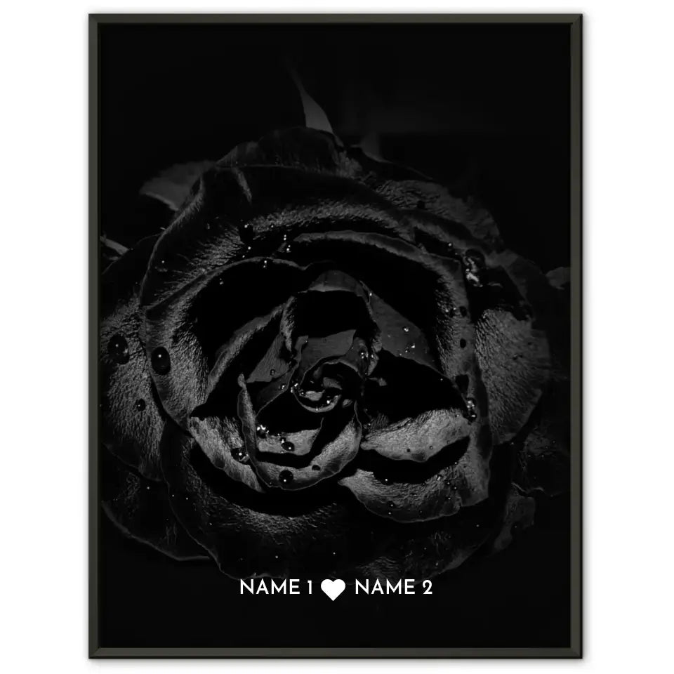 Personalisiertes Liebes Poster Schwarze Rose Mit Namen