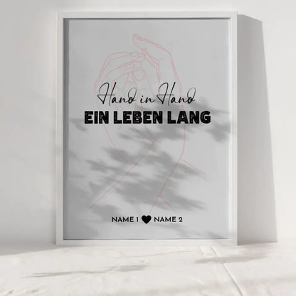 Personalisiertes Liebes Poster Hand in Hand Line Art Mit Namen