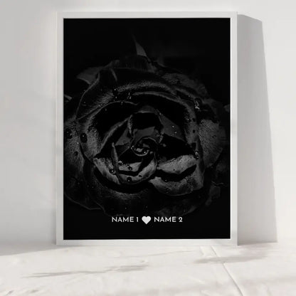 Personalisiertes Liebes Poster Schwarze Rose Mit Namen