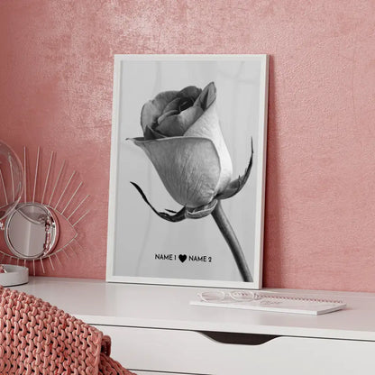 Personalisiertes Liebes Poster Grau Rose Mit Namen